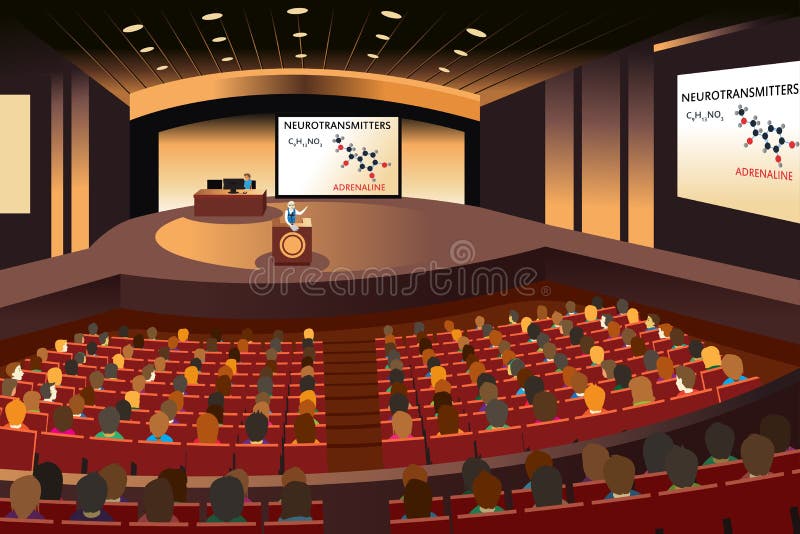 Presentation in a conference in an auditorium