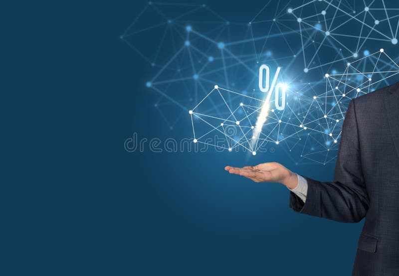 Presentation of Discounts in the Network. Stock Photo Image of hand