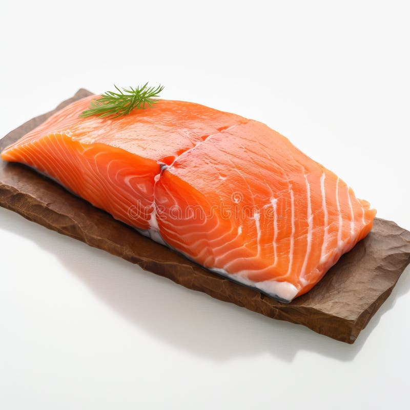 Presentation of a single piece of sushi on white background generative AI stock illustration