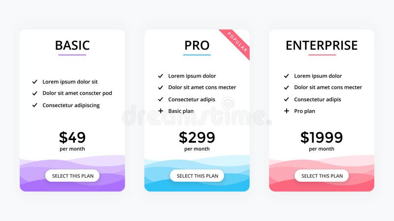 Vector Pricing Plan Banners Infographic Template. Marketing ...