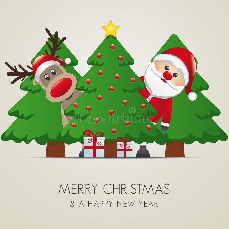 Presente Da árvore De Natal De Papai Noel Da Rena Ilustração Stock - Ilustração de alegre, sazonal: 27119505 Presente Da árvore De Natal De Papai Noel Da Rena Ilustração Stock - Ilustração de alegre, sazonal: 27119505
