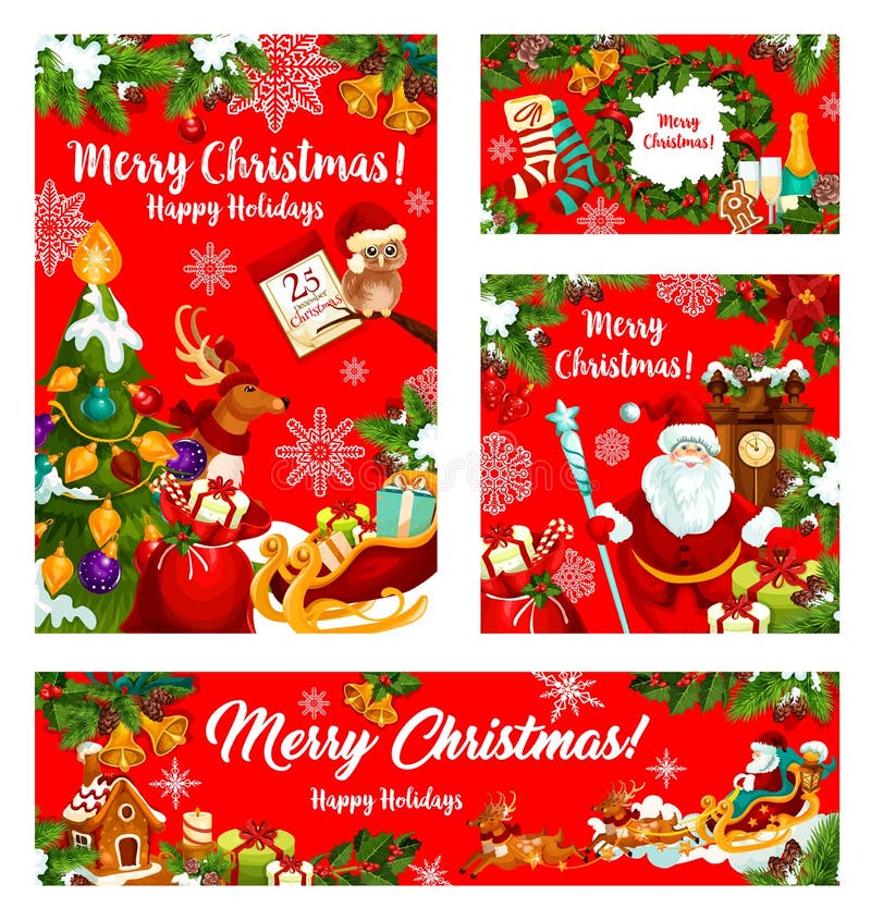 Presente do Natal e de feriado de Santa New Year bandeira ilustração stock Presente do Natal e de feriado de Santa New Year bandeira ilustração stock