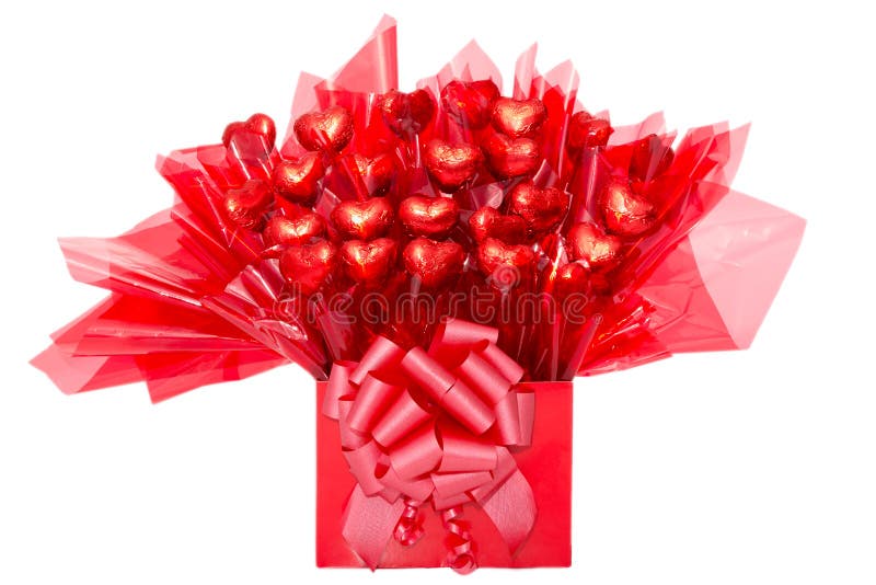Presente Vermelho Colorido De Flores Do Chocolate Foto de Stock - Imagem de  fundo, querida: 53022430