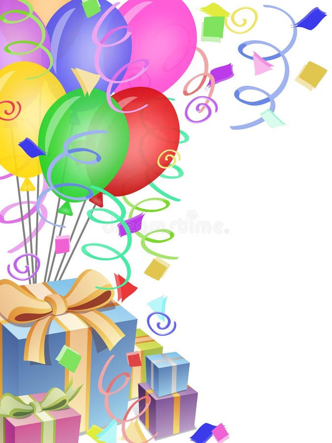 Presentes do Confetti dos balões para a festa de anos ilustração royalty free Presentes do Confetti dos balões para a festa de anos ilustração royalty free