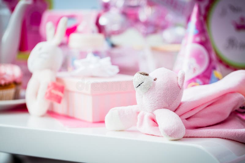 Presents on baby shower party royalty free stock photos