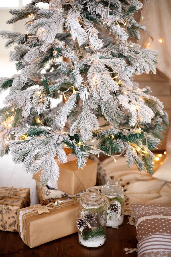 Presents and Gifts Under Christmas Tree, Winter Holiday Concept Stock ...