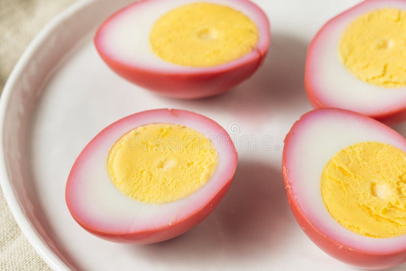 Preserved Pink Pickled Eggs Stock Image Image of boiled, food 126808807