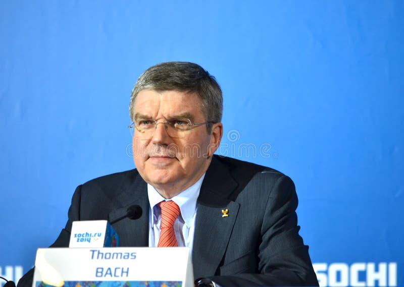 President of International Olympic Committees Tomas Bach on a press conference