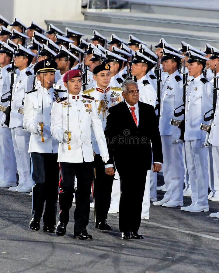 President Nathan inspecting guard-of-honor at NDP