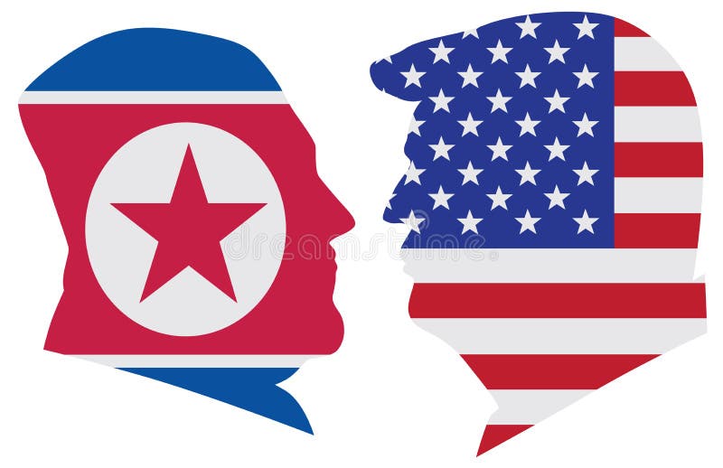 President Trump and Kim Jong Un Flag Silhouette vector vector illustration President Trump and Kim Jong Un Flag Silhouette vector vector illustration