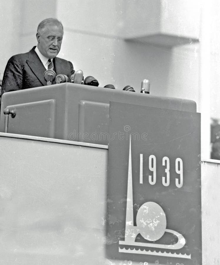 Presidente Franklin D De Roosevelt Opens a feira 1939 de mundo