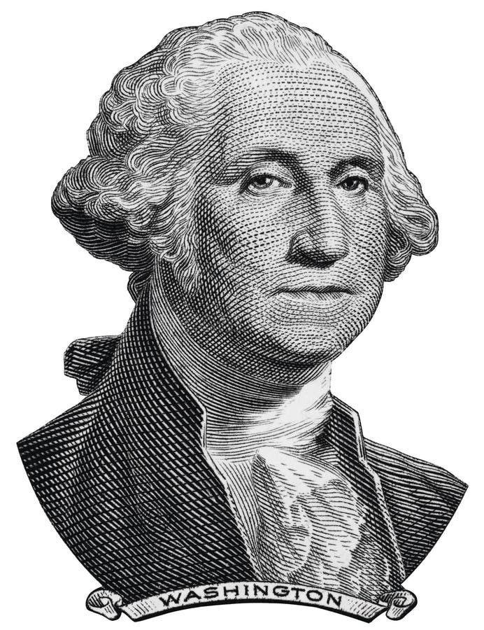 Presidente George Washington de los E.E.U.U. hace frente en una macro del billete de dólar de los E.E.U.U.