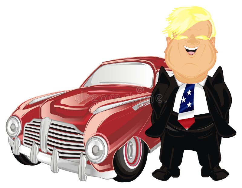 Presidente los E.E.U.U. y auto rojo ilustración del vector Presidente los E.E.U.U. y auto rojo ilustración del vector