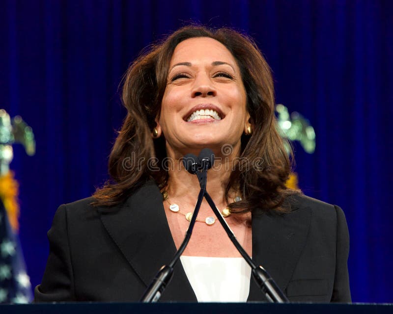 San Francisco, CA - August 23, 2019: Presidential candidate Kamala Harris speaking at the Democratic National Convention summer session in San Francisco, California. San Francisco, CA - August 23, 2019: Presidential candidate Kamala Harris speaking at the Democratic National Convention summer session in San Francisco, California