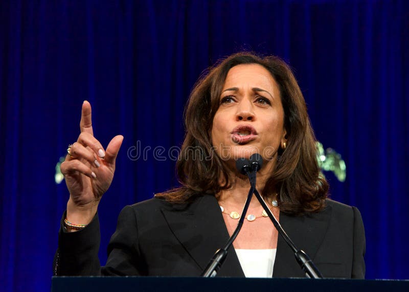 San Francisco, CA - August 23, 2019: Presidential candidate Kamala Harris speaking at the Democratic National Convention summer session in San Francisco, California. San Francisco, CA - August 23, 2019: Presidential candidate Kamala Harris speaking at the Democratic National Convention summer session in San Francisco, California