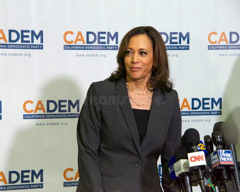 Long Beach, CA - Nov 16, 2019: Presidential candidate Kamala Harris speaking at the Democratic Party Endorsing Convention in Long Beach, CA. Long Beach, CA - Nov 16, 2019: Presidential candidate Kamala Harris speaking at the Democratic Party Endorsing Convention in Long Beach, CA