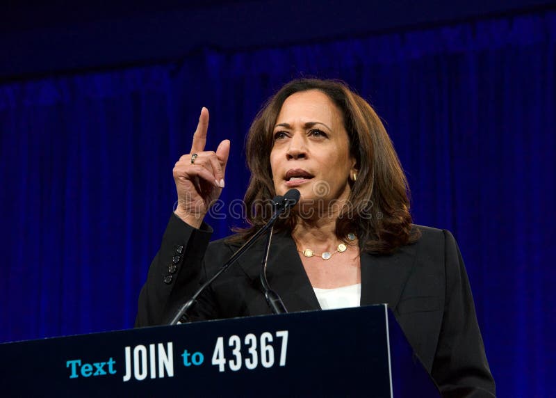 San Francisco, CA - August 23, 2019: Presidential candidate Kamala Harris speaking at the Democratic National Convention summer session in San Francisco, California