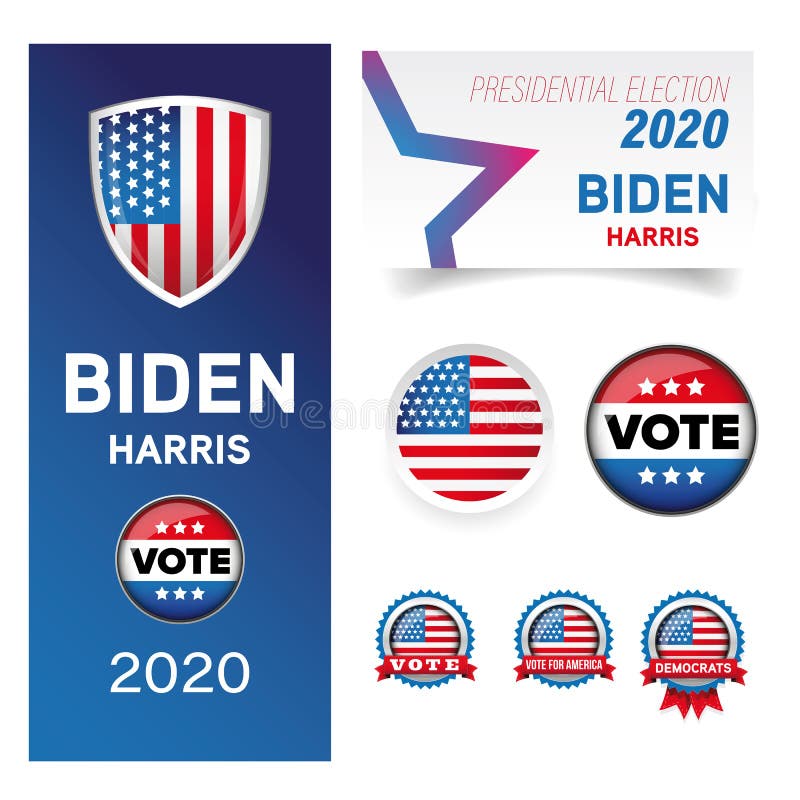Presidential election Vote set Biden, Harris vector illustration