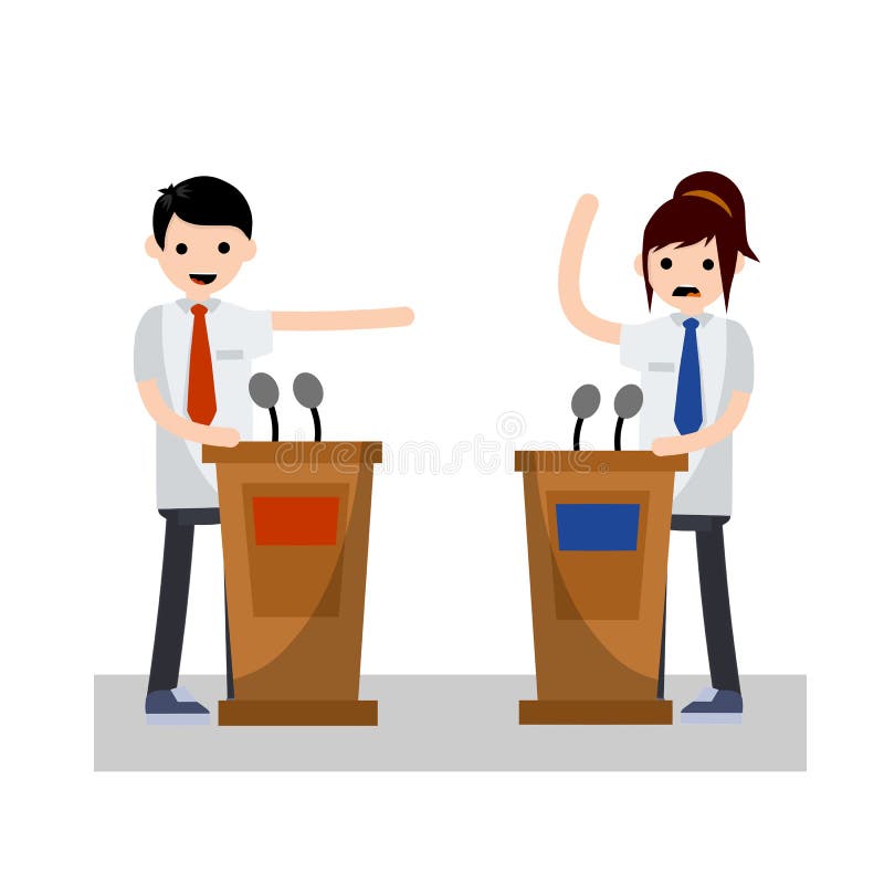 Presidentieel Debat Beeldverhaal vlakke illustratie stock illustratie Presidentieel Debat Beeldverhaal vlakke illustratie stock illustratie