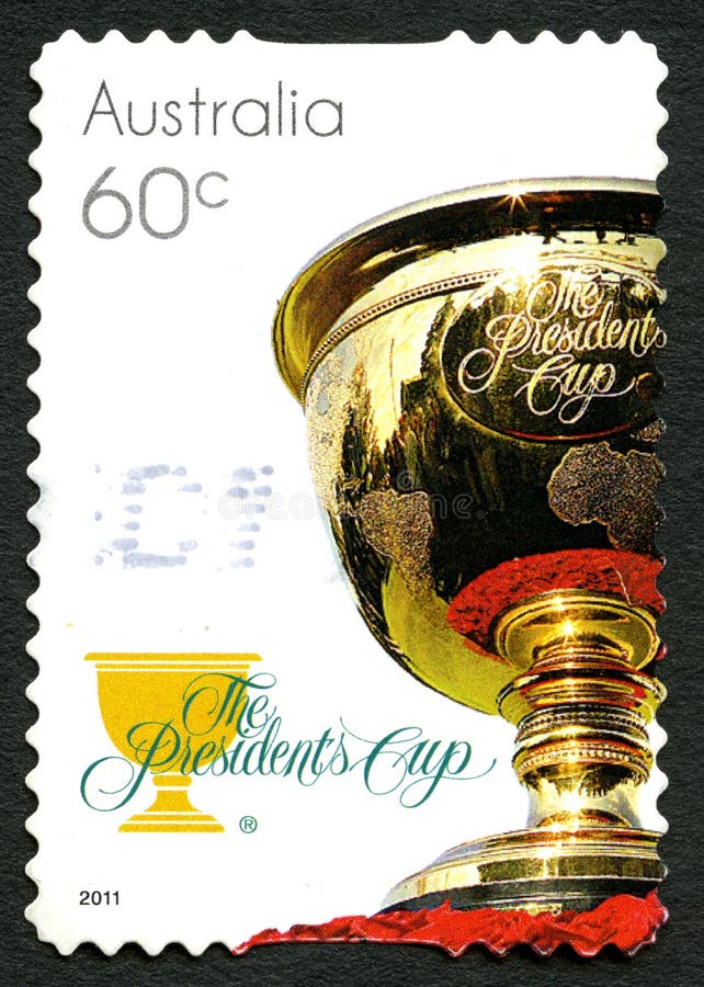 AUSTRALIA - CIRCA 2011: A used postage stamp from Australia, depicting an image of the Presidents cup, circa 2011. AUSTRALIA - CIRCA 2011: A used postage stamp from Australia, depicting an image of the Presidents cup, circa 2011.