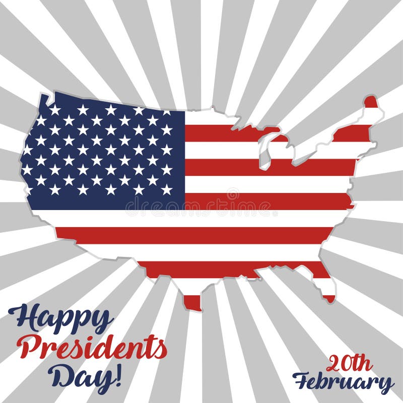 Presidents Day USA Map with Flag Inside