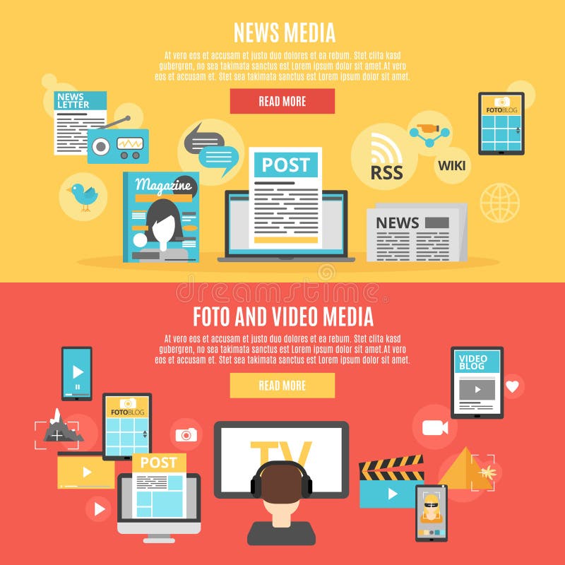 Press Banners Set vector illustration