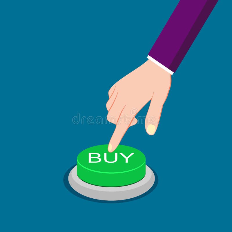 Press the buy button. Buy stock. vector royalty free illustration