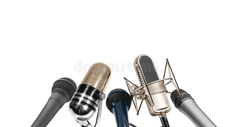 Image of multi type of microphone during press conferance