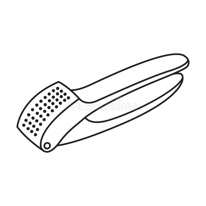 Press for Garlic Vector Icon.Outline Vector Icon Isolated on White