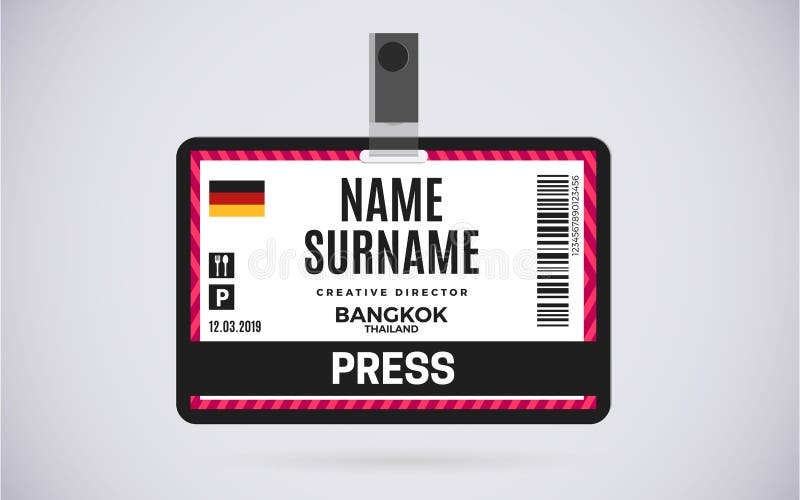 Press ID Card. Press badge. Press badge Template PSD. Press id