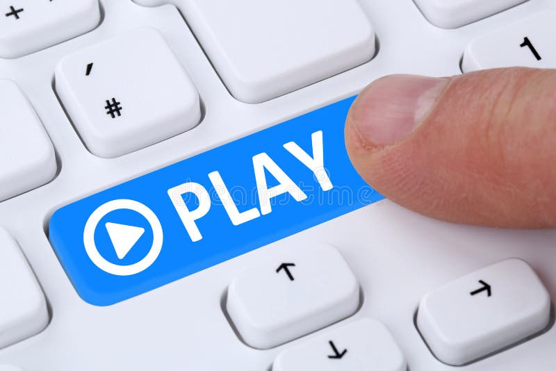 Press Play Button for listening music or movie on internet computer