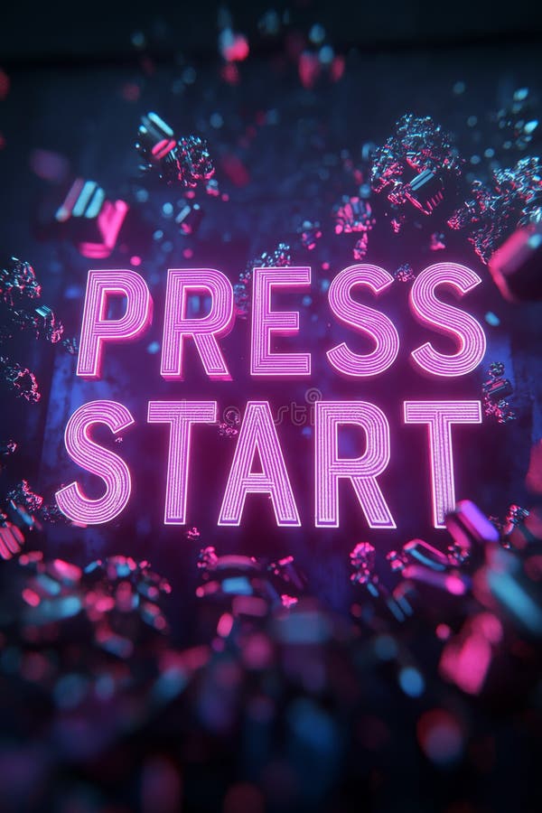 press-start-neon-text-with-glitch-and-motion-blur-effects-background