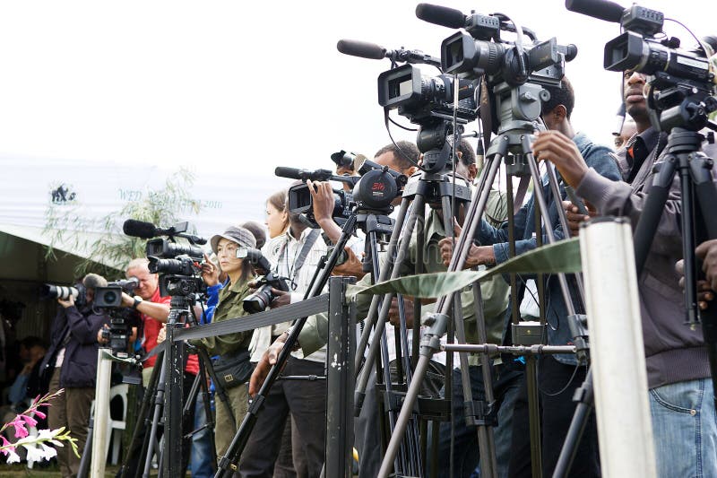 Local and international press at the Kwita Izina event: June 2010 in Kinigi, Volcanoes National Park, Rwanda. Local and international press at the Kwita Izina event: June 2010 in Kinigi, Volcanoes National Park, Rwanda