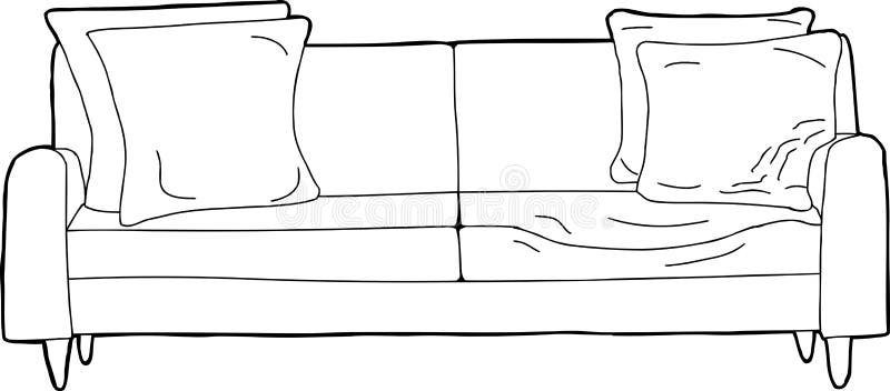 Подушка на диване карандашом