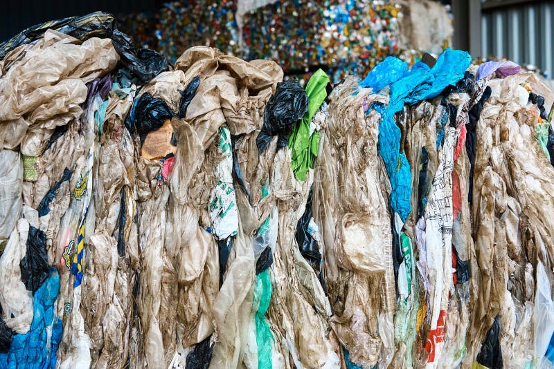 Pressed Plastic Bags in Litter Recycling Factory Storage Stock Image Image of reuse, foil