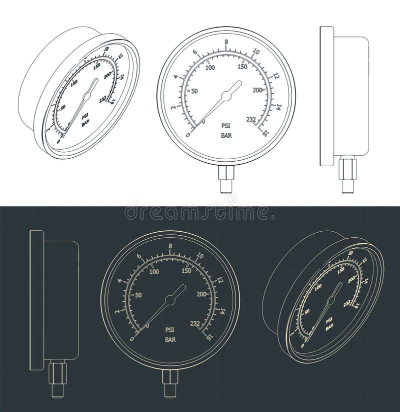 Pressure gauge blueprints stock vector. Illustration of symbol 234113530