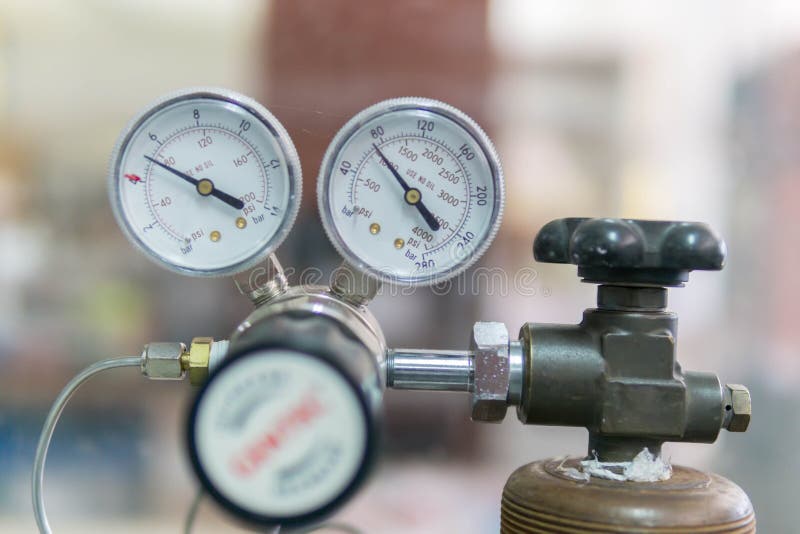Pressure Gauge, Pressure Gauge on a Gas Regulator in a Laboratory Analytical Equipment Stock