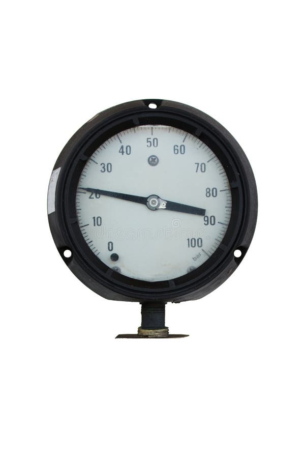 Pressure Gauge with Pipe Line and Process Flow Line. Stock Image