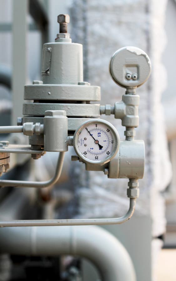 Pressure Gauge, Measuring Instrument Close Up. Stock Photo Image of