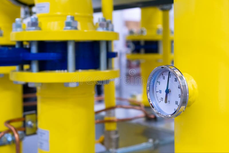 Pressure Meters on Natural Gas Pipeline Stock Image Image of industry