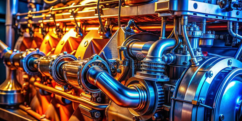 Prestazioni del generatore di motori IndustrialGrade catturate nei dettagli sorprendenti che consentono di sfruttare l'energia att royalty illustrazione gratis