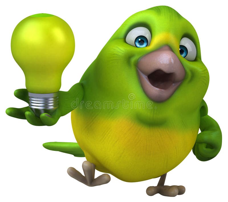 Pret groene vogel - 3D Illustratie stock illustratie