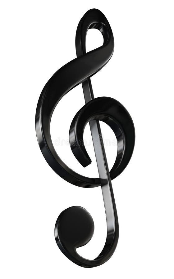 Preto da clave de sol na ilustração branca do fundo 3D ilustração stock Preto da clave de sol na ilustração branca do fundo 3D ilustração stock