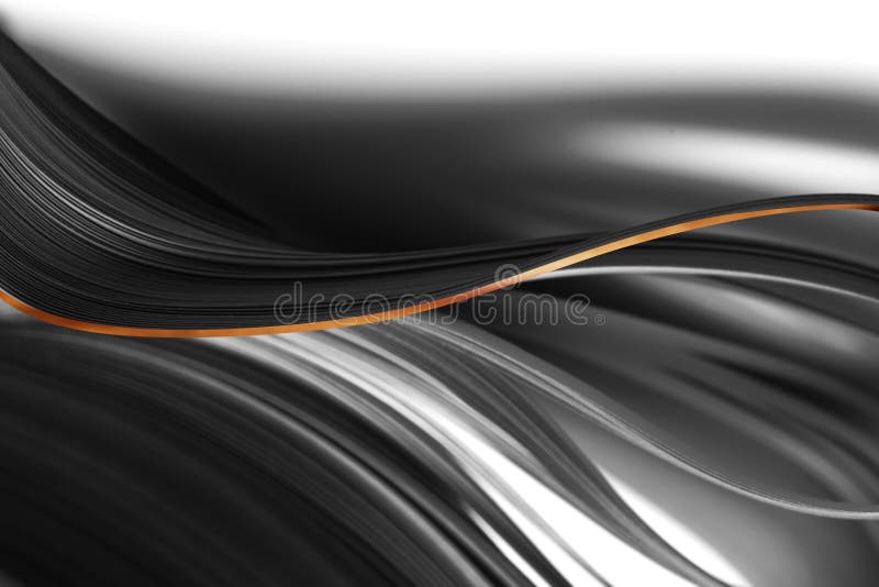 Preto e branco abstrato com papel curvo de onda dourado com papel horizontal ilustração do vetor