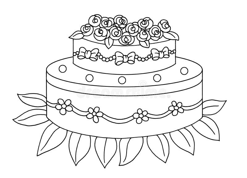 Desenho Para Colorir Ilustração Vetorial Preto Branco Bolo Aniversário Para  imagem vetorial de Xaphana© 355328962