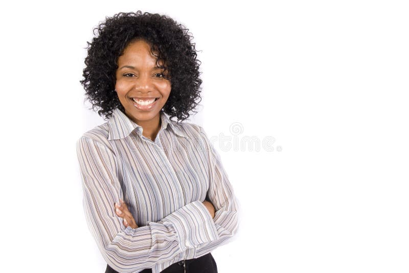 A pretty african american woman standing