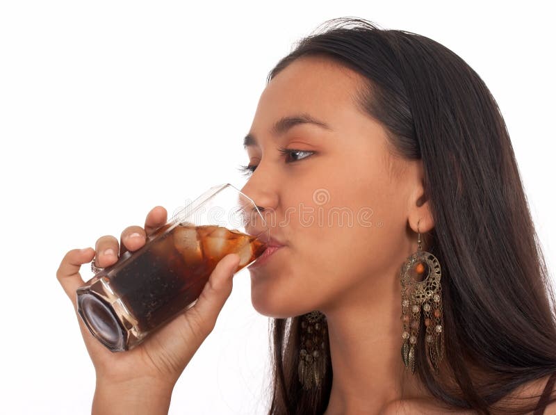 Pretty asian girl drinking