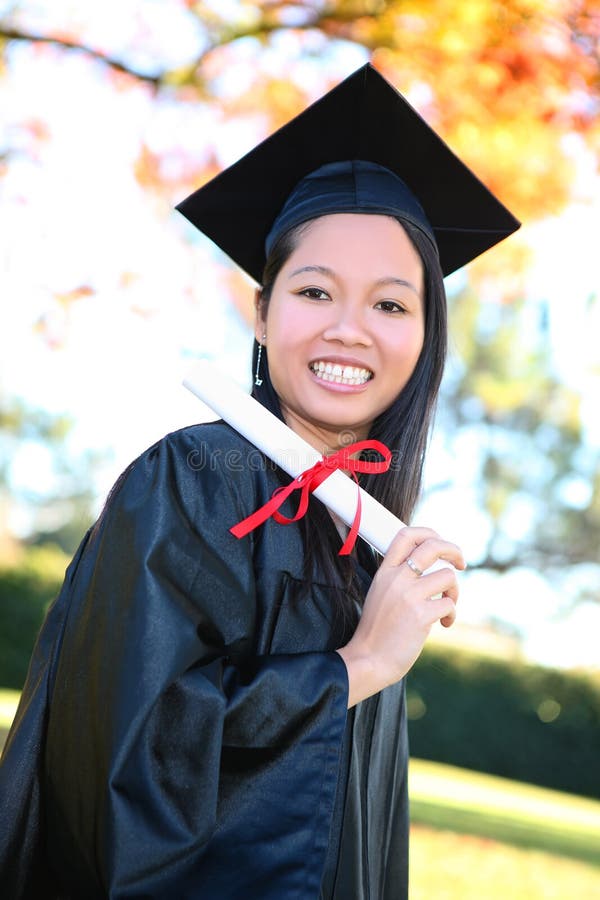 Pretty Asian Graduation Woman Stock Photo - Image of asian, achievement ...