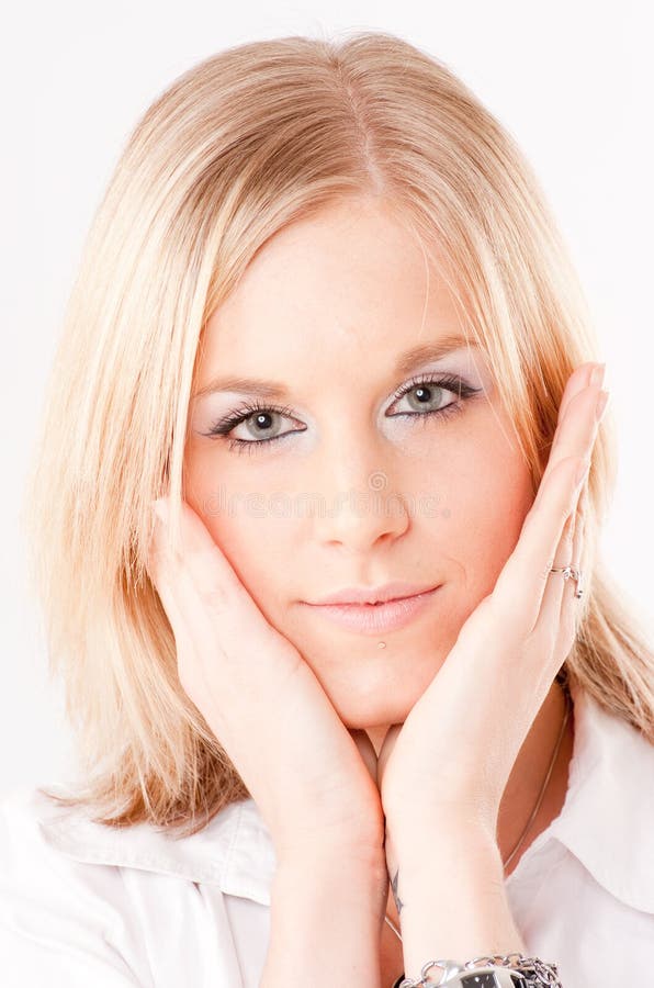 Pretty blond girl stock image. Image of eyes, eyeliner - 42974319