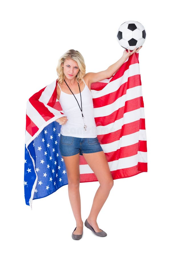 Pretty Blonde Football Fan Wearing Usa Flag Stock Photos - Free ...